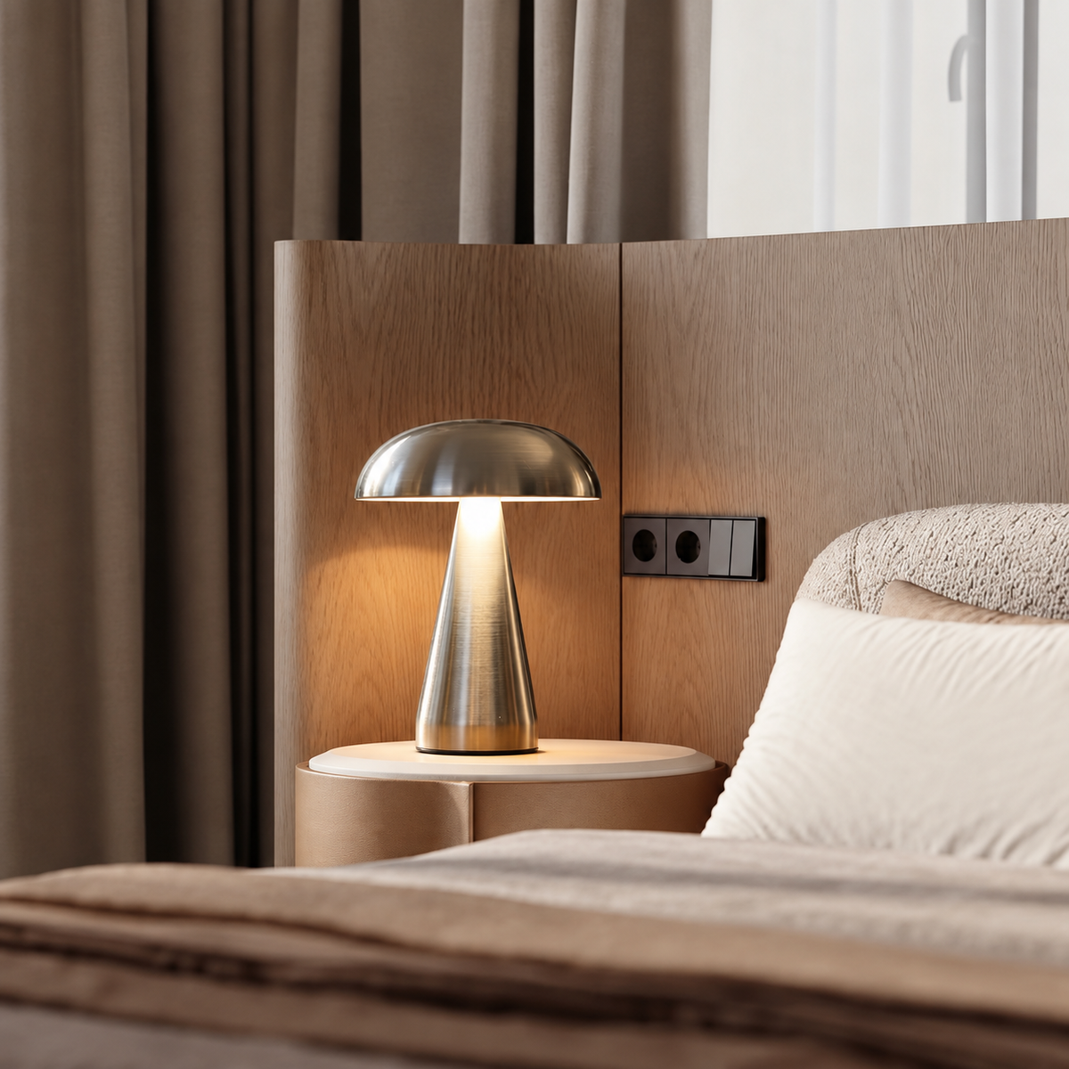 Lampe de Chevet Sans Fil 20,5 cm en Métal – Lampe de Table LED Tactile Rechargeable USB