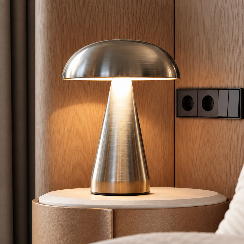Lampe de Chevet Sans Fil 20,5 cm en Métal – Lampe de Table LED Tactile Rechargeable USB