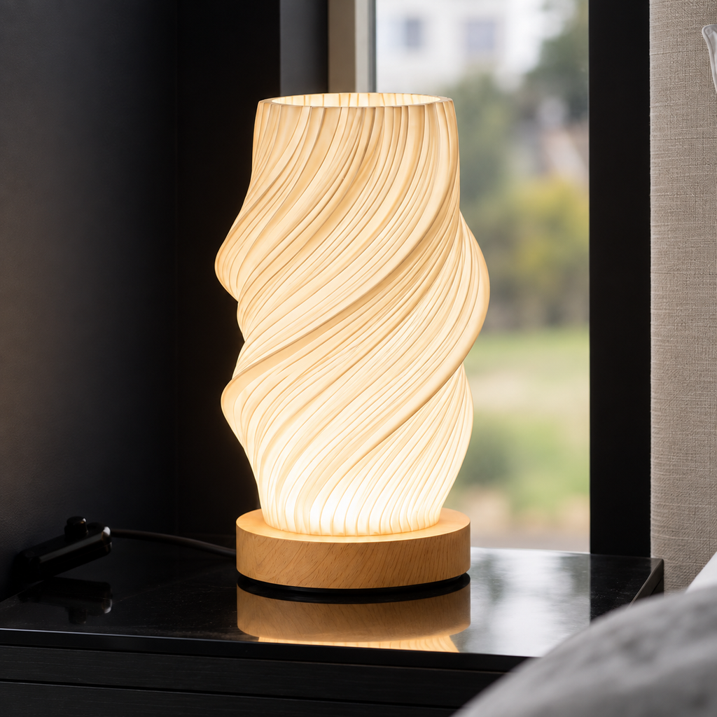Lampe de Chevet LED 20,5 cm en Bois – Lampe de Table à Intensité Réglable USB