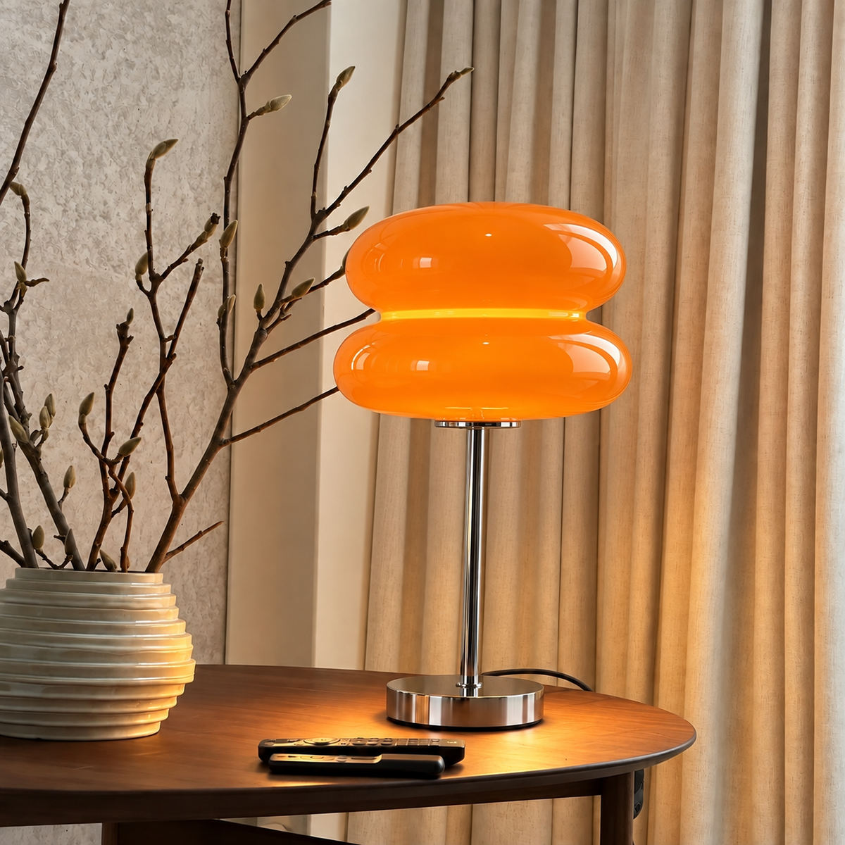 Lampe de Chevet LED Orange – Lampe de Table Design à Poser avec Alimentation USB