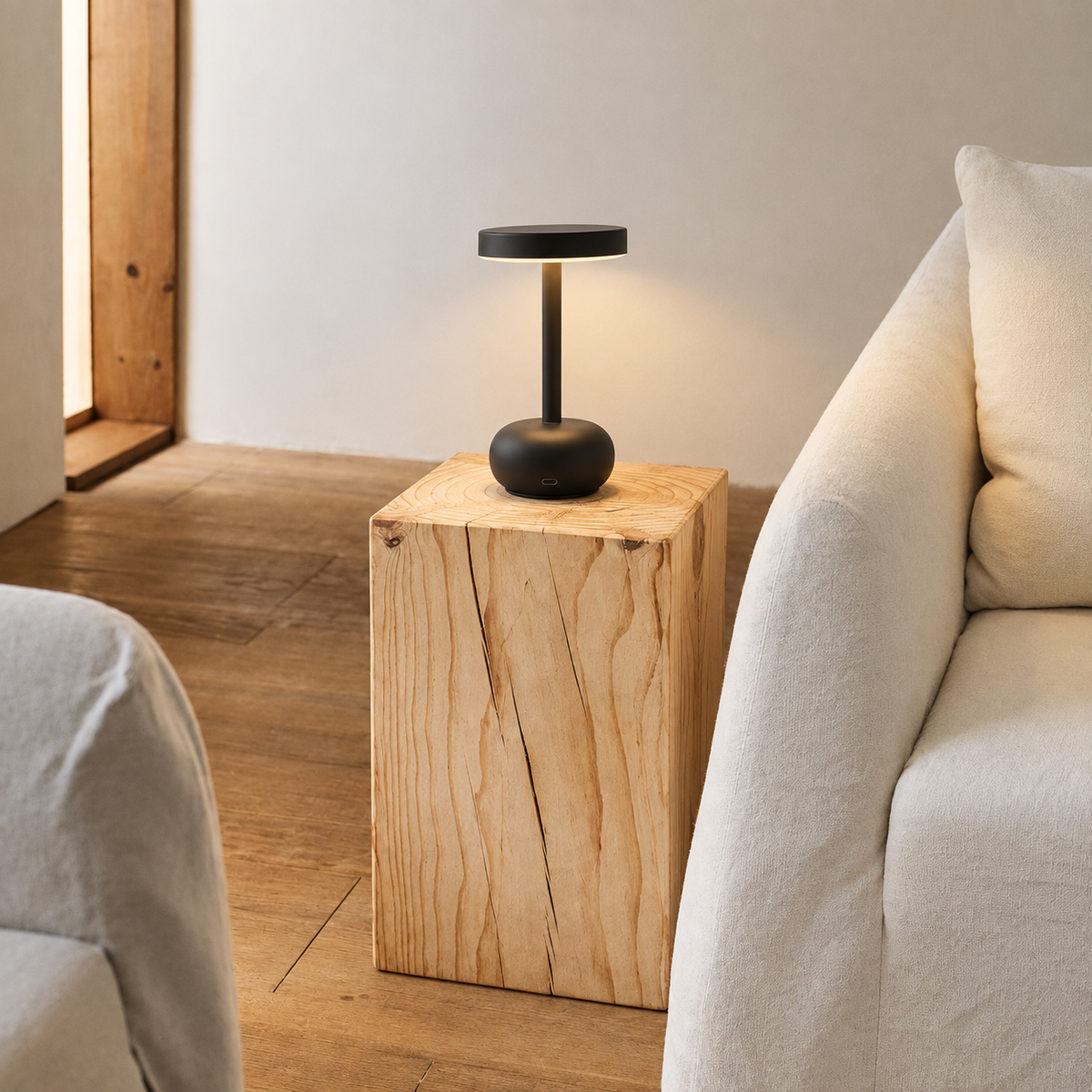 Lampe de Bureau LED Sans Fil Noire – Lampe de Table Tactile Rechargeable USB à Intensité Réglable