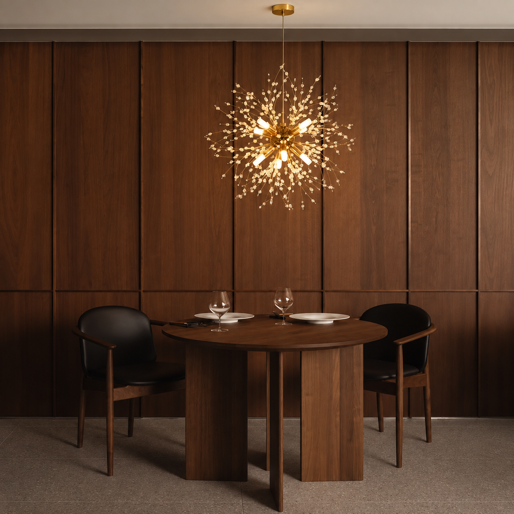 Lustre Suspension Cristal 8 Lumières – Luminaire Moderne en Métal avec Câble Réglable