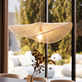 Abat-Jour Suspension en Rotin Blanc 40 cm – Forme Ondulée avec Structure en Métal