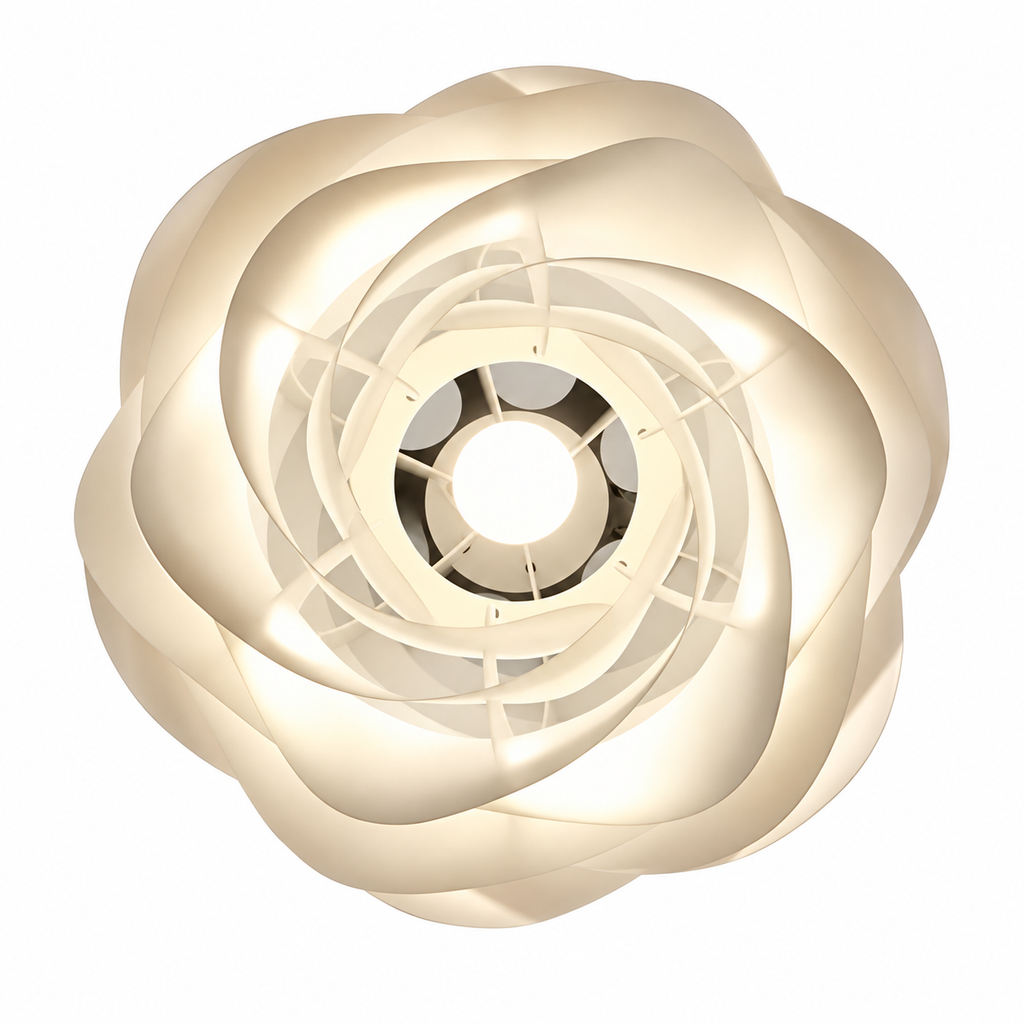 Abat-Jour Suspension Blanc 32 cm – Design Floral Moderne en Plastique