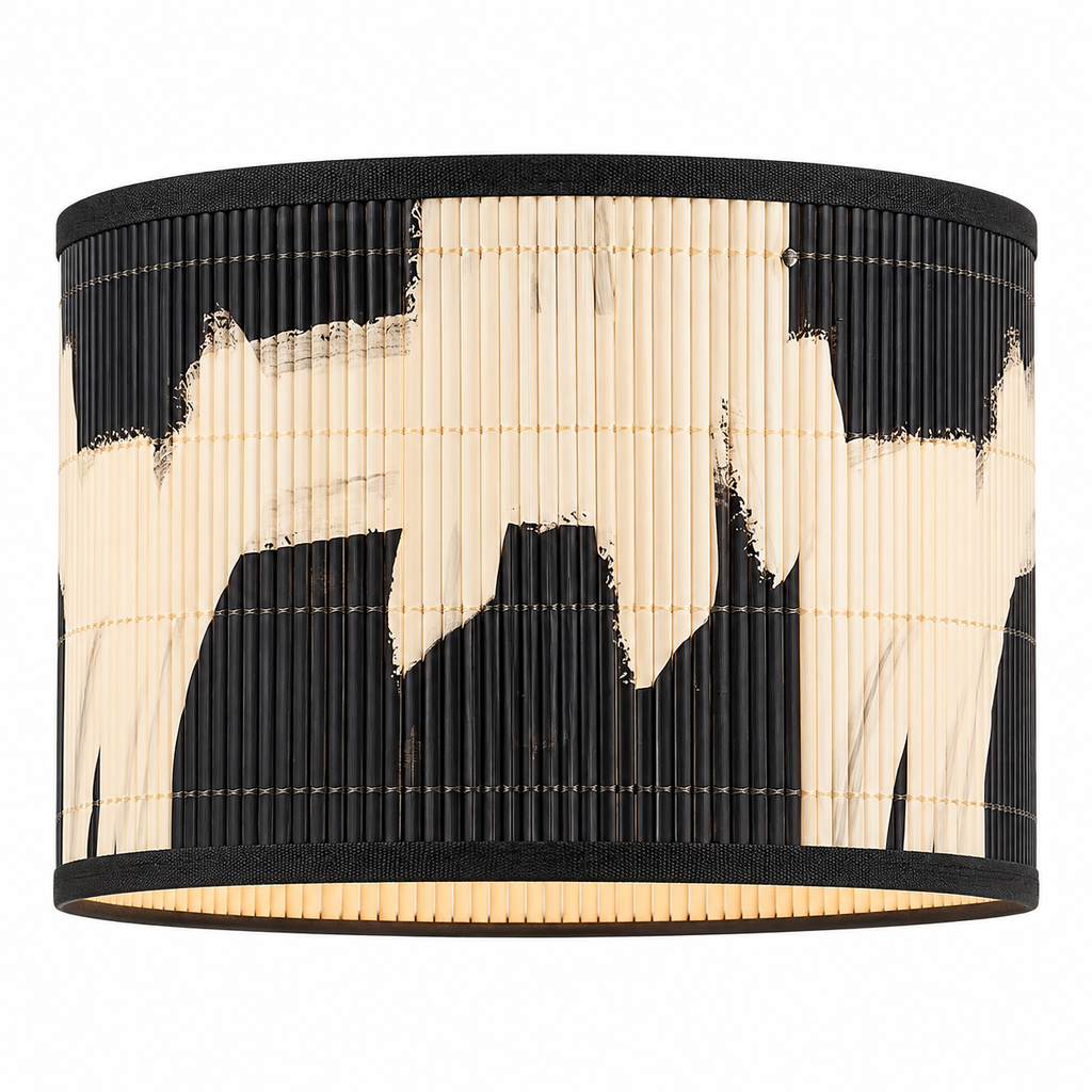 Abat-Jour Tambour 30 × 20 cm en Bambou Beige et Noir – Design Moderne